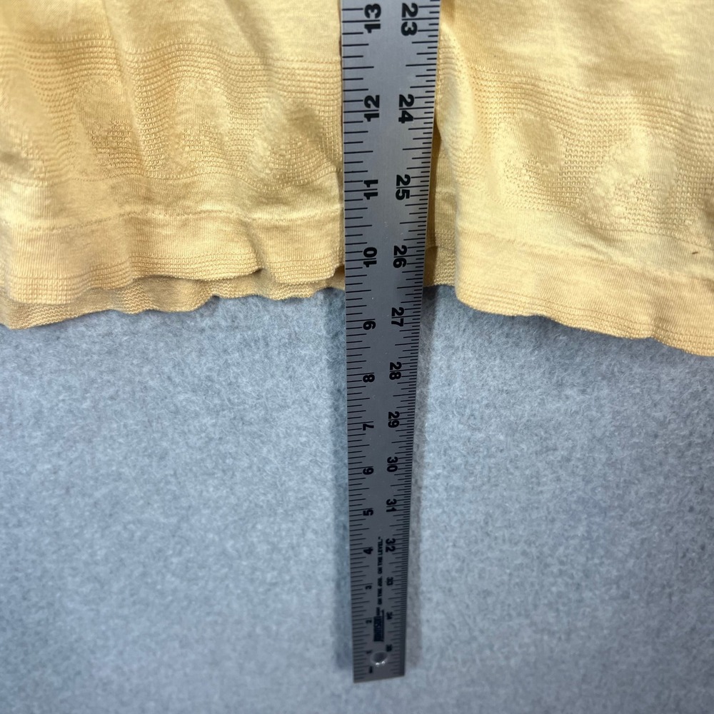 YSL Yves Saint Laurent Polo Shirt Mens L Yellow Vintage 90s Knit Logo Pocket EUC - Picture 8 of 9